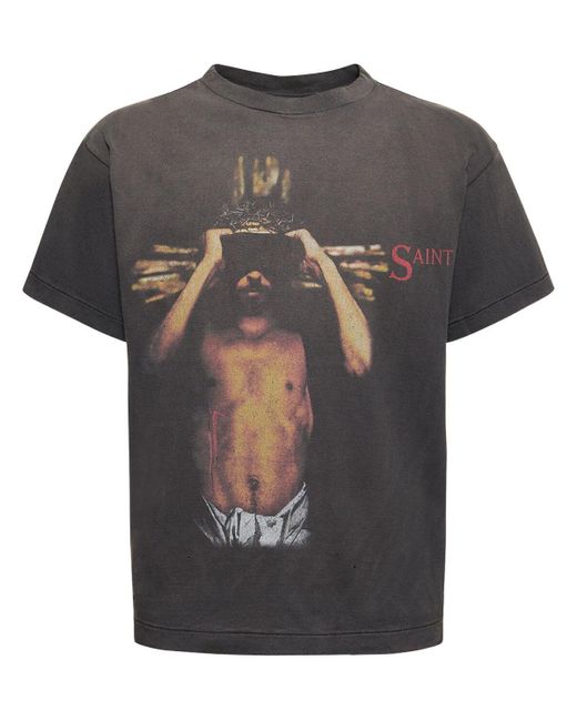 Saint Michael Gray Saint Printed T-shirt for men