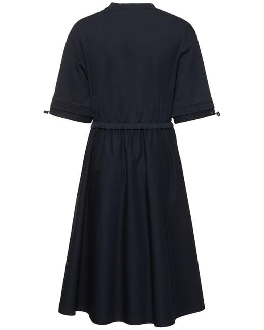 Moncler Blue Kleid Aus Baumwollfleece Und -jersey