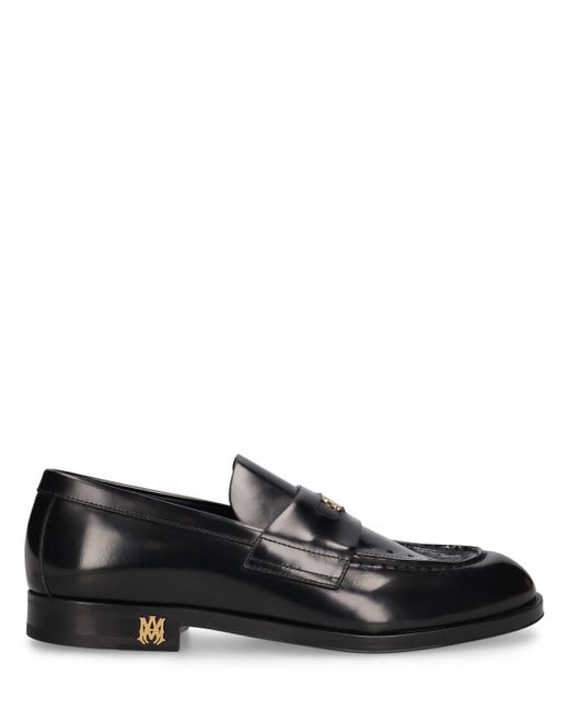 Amiri Black Logo Leather Loafers for men