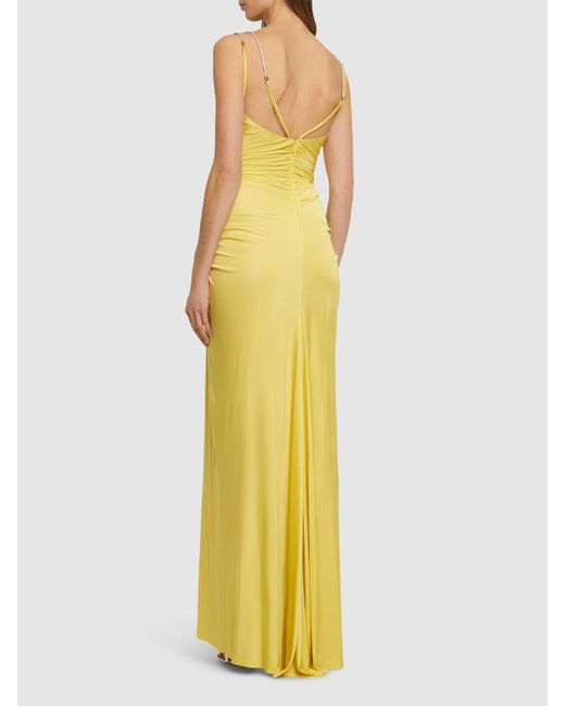 Zuhair Murad Yellow Draped Jersey Long Dress