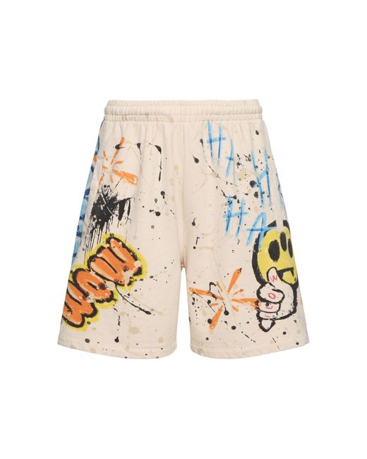 Barrow White Printed Sweat Shorts for men
