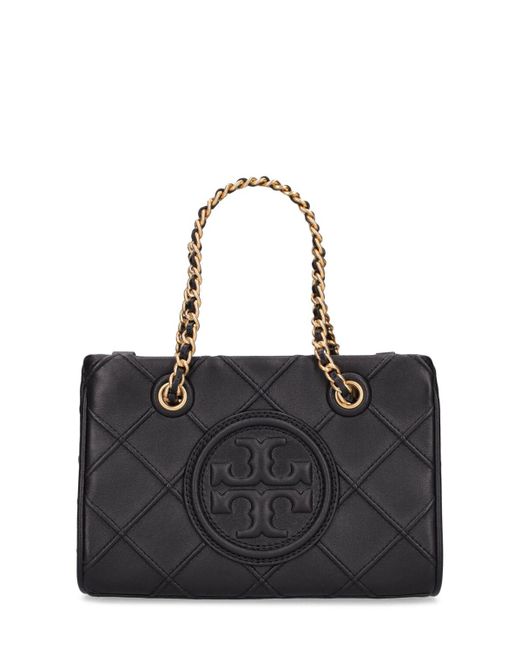 Tory Burch Black Mini Fleming Soft Leather Top Handle Bag