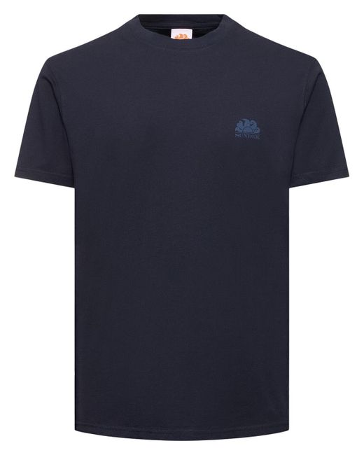 T-shirt in jersey di cotone con logo di Sundek in Blue da Uomo