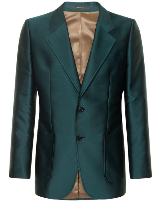 Gucci Green Single-breast Satin Jacket for men