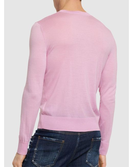 Pull-over en laine à monogramme à col ras-du-cou DSquared² pour homme en coloris Pink