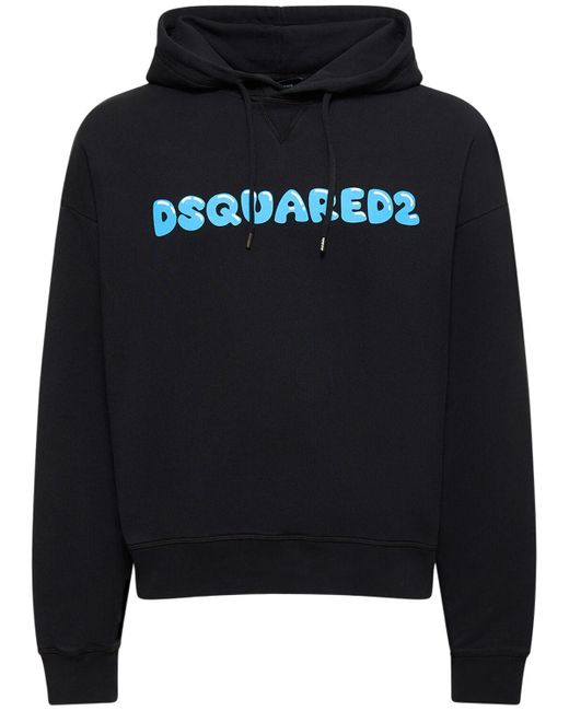 DSquared² Black Logo Relaxed Cotton Hoodie for men