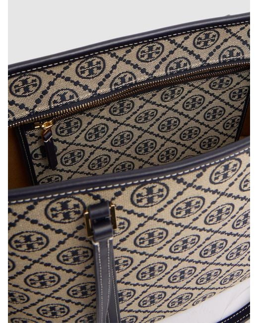 Tory Burch Gray Damen Kleine Canvas-Tote Mit T-Monogramm