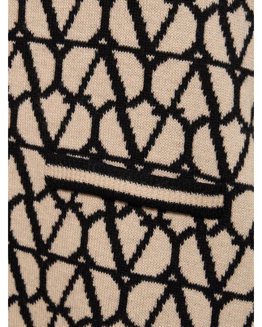 Robe courte en maille de laine à manches courtes Valentino en coloris Black