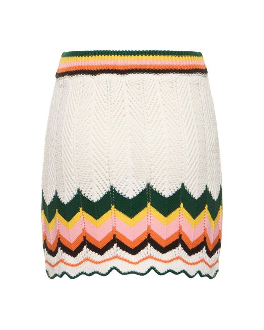 Casablancabrand White Chevron Lace Mini Skirt