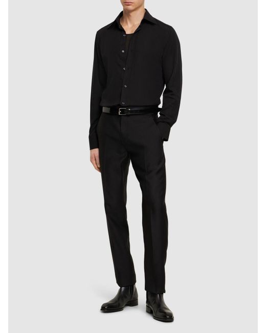 Camicia in misto seta di Tom Ford in Black da Uomo