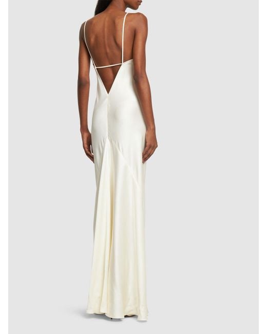 Victoria Beckham White Bodenlanges Kleid Aus Viskosemischgewebe "cami"