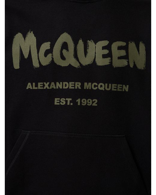 Felpa mcqueen graffiti con cappuccio di Alexander McQueen in Black da Uomo