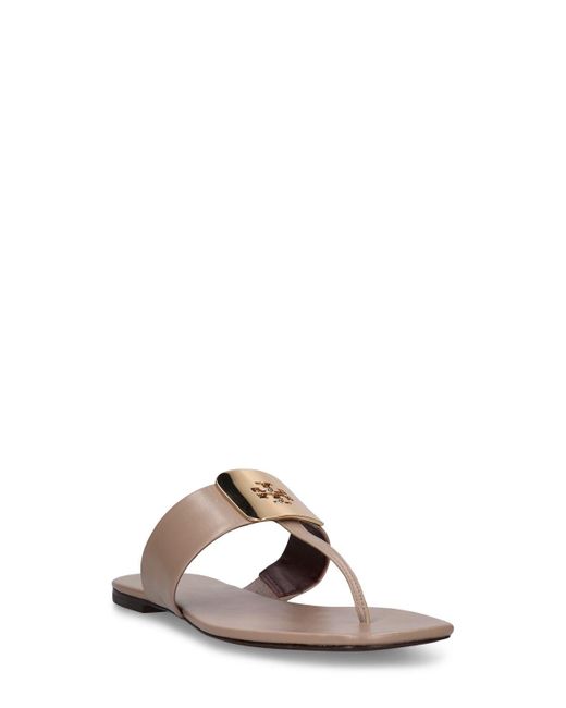 Tory Burch Gray 10mm Georgia Leather Thong Sandals