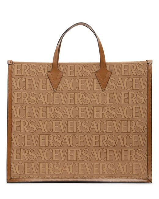 Versace Brown Large Fabric & Leather Tote Bag for men