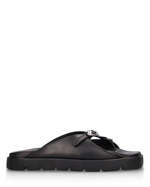 Alexander Wang Black 20mm Dome Leather Flatform Sandals