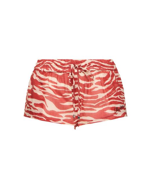 Shorts de muselina con cintura baja The Attico de color Red