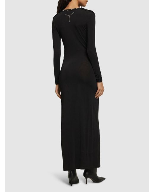 Y. Project Black Langarm-maxikleid Aus Jersey Mit Druckknöpfen