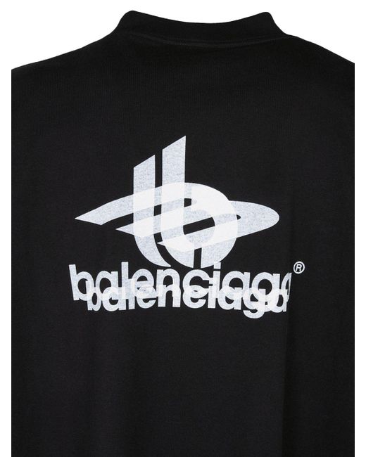 T-shirt oversize in jersey di cotone con logo di Balenciaga in Black da Uomo