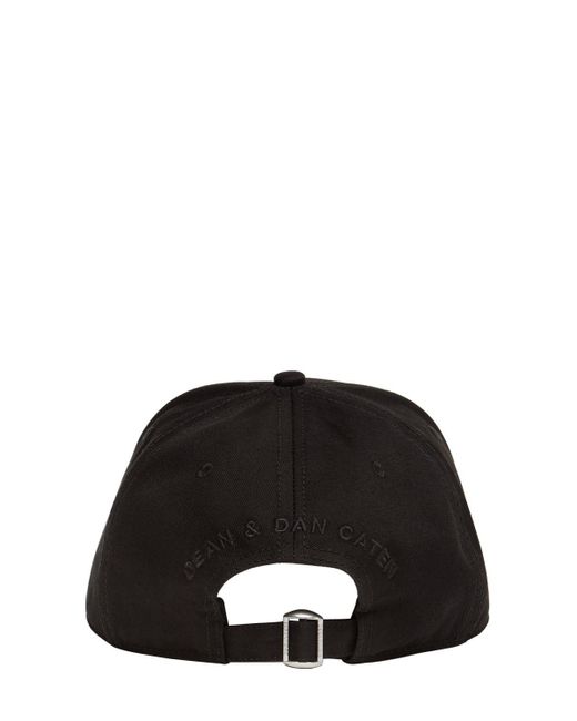 Gorra de gabardina de algodón con logo bordado DSquared² de hombre de color Black