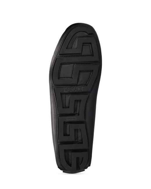 Versace Black Leather Medusa Loafers for men