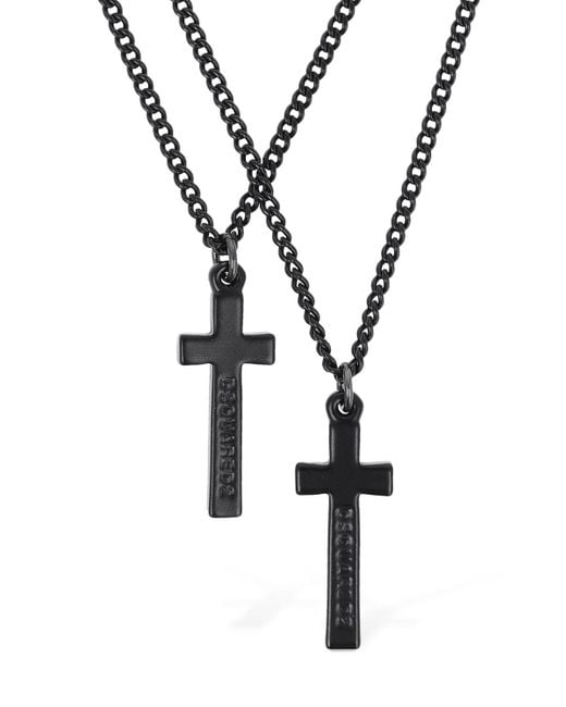 DSquared² Black Jesus Double Chain Necklace for men