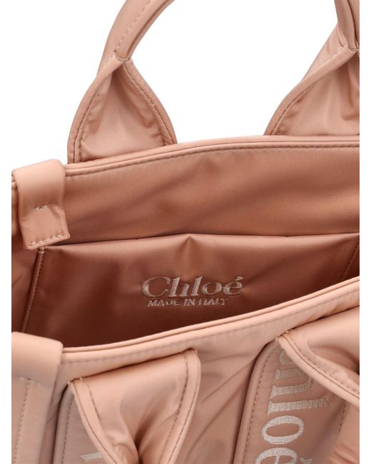 Chloé Pink Mini Woody Nylon Top Handle Bag