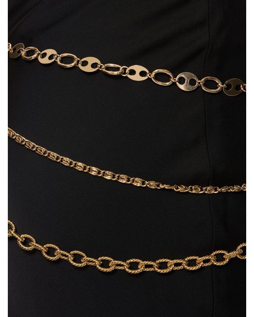 Rabanne Black Satin Long Skirt W/ Chains