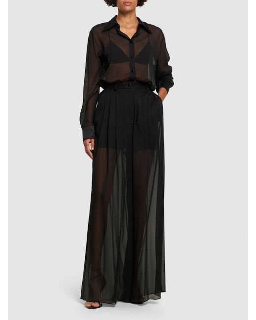 Camisa de chifón de seda transparente Dolce & Gabbana de color Black