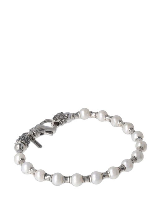 Emanuele Bicocchi White Pearl Chain Bracelet for men