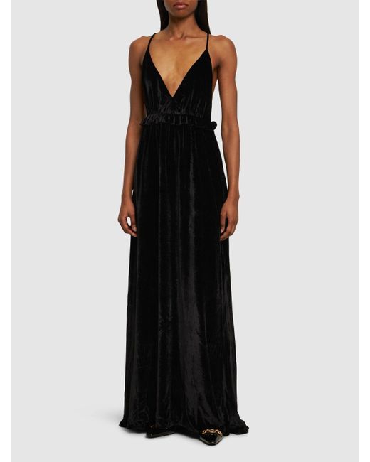 Ulla Johnson Black Lavinia Viscose & Silk Long Gown