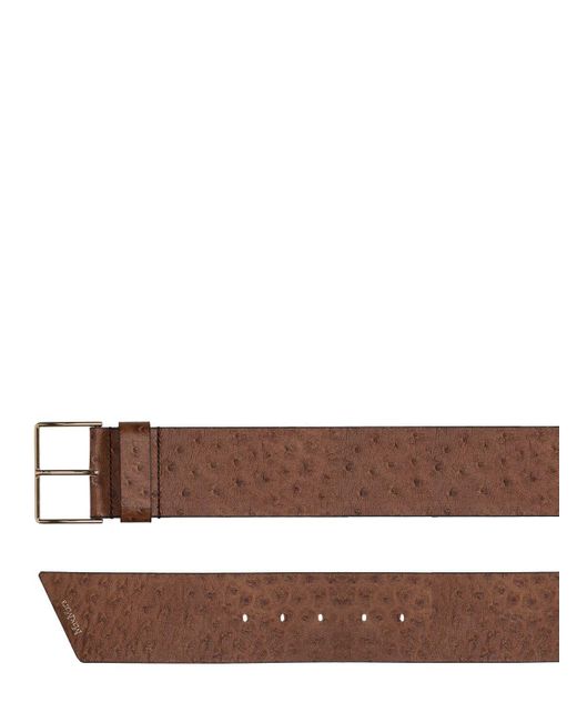 Max Mara Brown Leather Ostrich-embossed Belt