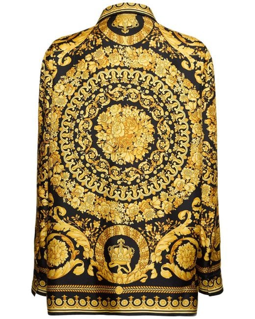 Versace Yellow Baroque Printed Silk Twill Shirt