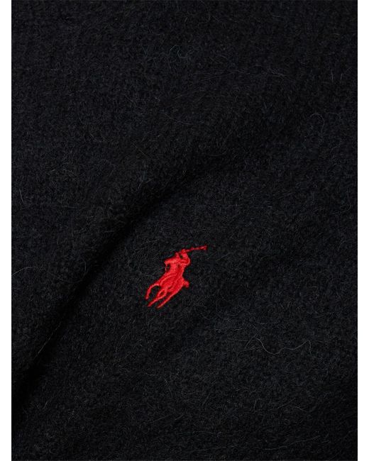 Polo Ralph Lauren Black Wool Blend Red Logo Sweater for men