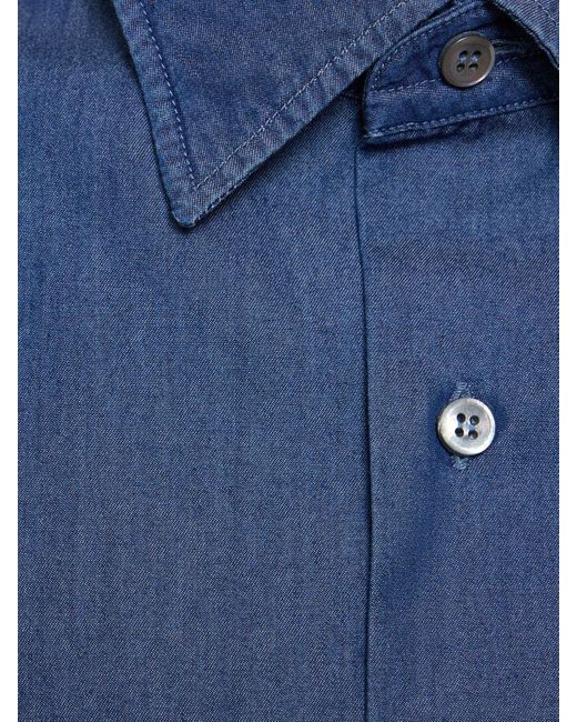 Camicia regular fit in cotone di Brioni in Blue da Uomo