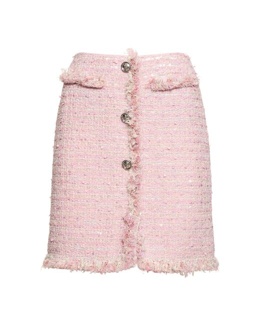 Giambattista Valli Pink Cotton Bouclé Blend Mini Skirt