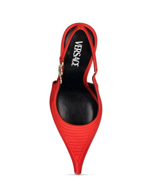 Sandalias destalonadas de satén 110mm Versace de color Red