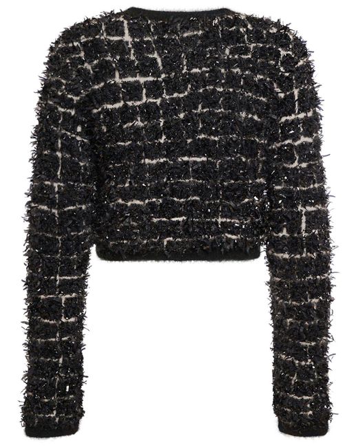 Versace Black Knit Jacquard Cropped Jacket