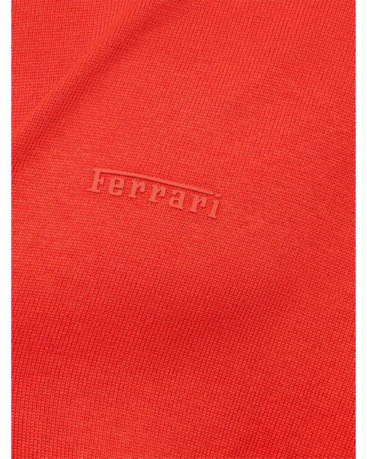 Maglia in cotone e seta con logo di Ferrari in Red da Uomo
