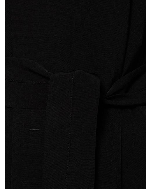 Yohji Yamamoto Black Buttoned Crepe De Chine Midi Coat