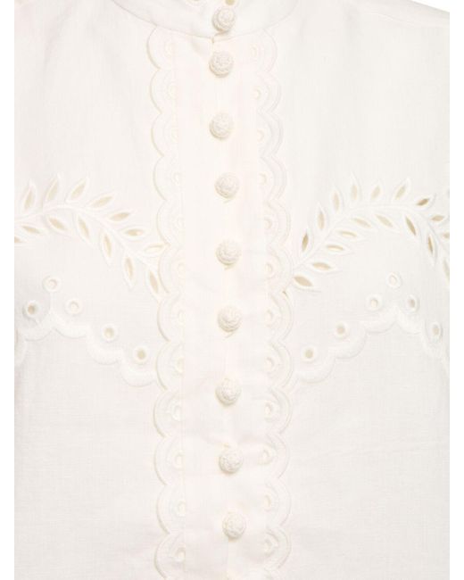 Camisa de algodón bordada Zimmermann de color White