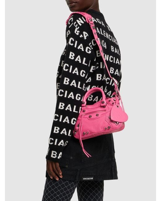 Balenciaga Pink Small Neo Cagole Leather Shoulder Bag