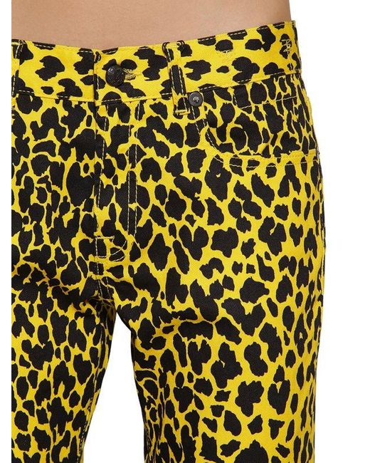 yellow leopard print pants