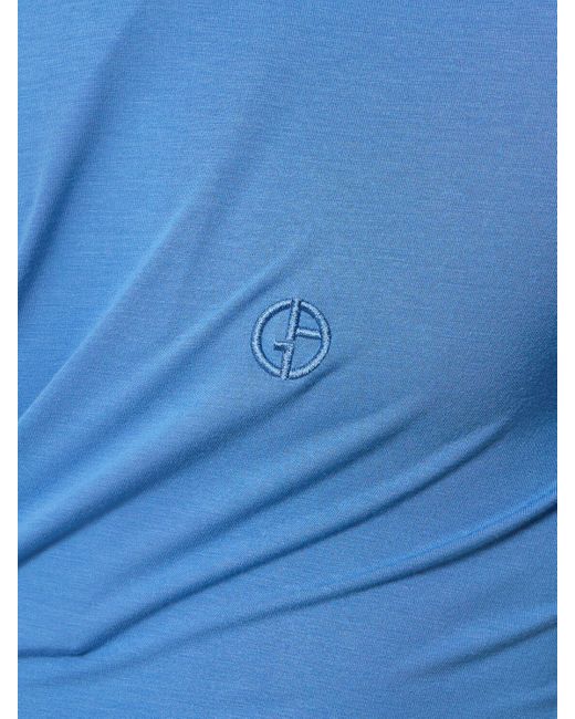 Giorgio Armani Bedrucktes T-shirt Aus Viskosejersey in Blue für Herren