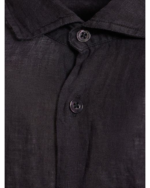 Uomo Camicia A Maniche Lunghe Antonio di Frescobol Carioca in Black da Uomo