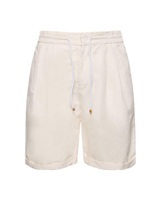 Shorts de algodón y lino Brunello Cucinelli de hombre de color White
