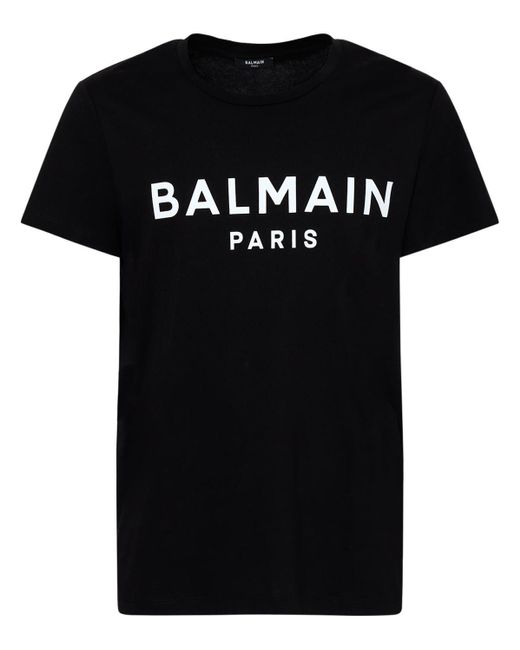 T-shirt en coton imprimé Balmain pour homme en coloris Black