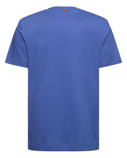 Zegna T-shirt Aus Baumwolle in Blue für Herren