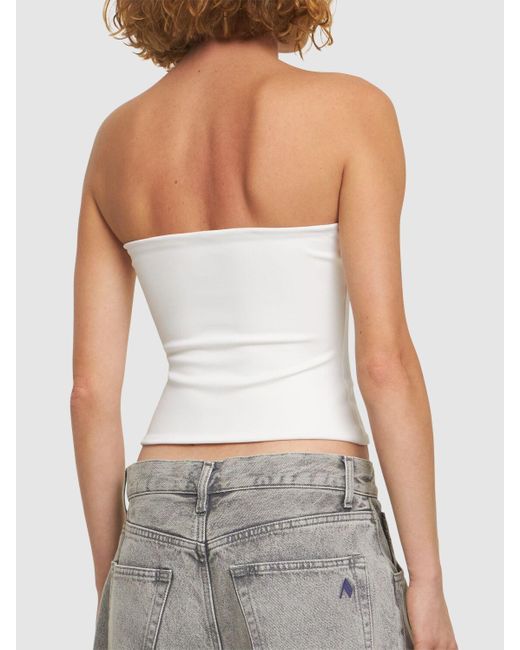Strapless opaque stretch jersey top di Wardrobe NYC in White