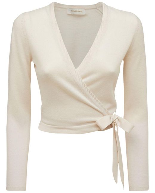 Zimmermann Rhythmic Wool Wrap Top in White Lyst