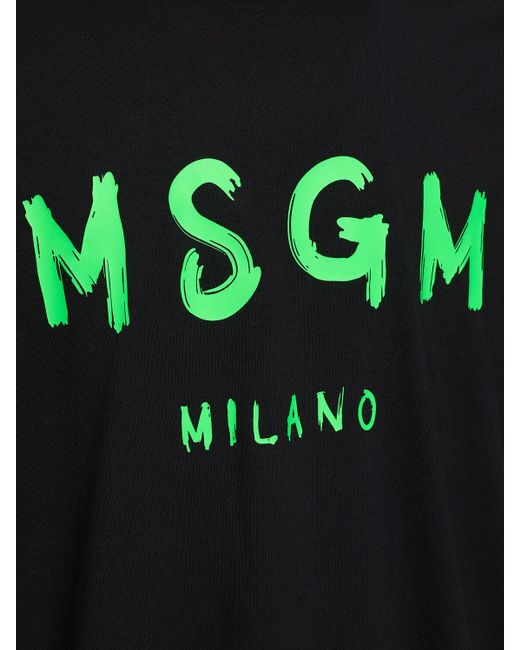 MSGM T-shirt Aus Baumwolljersey Mit Vinyl-logodruck in Black für Herren